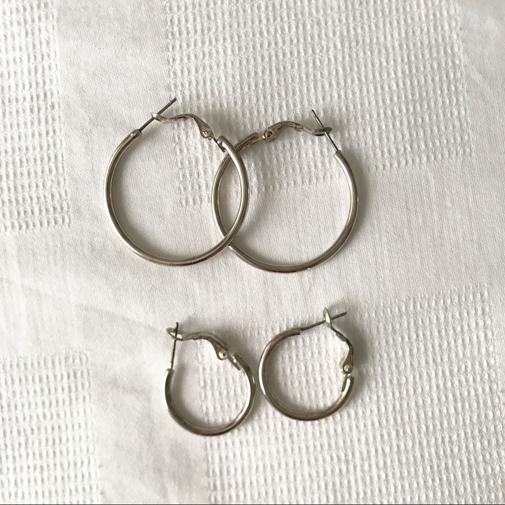 Fashion Silver Hoop Earrings Set